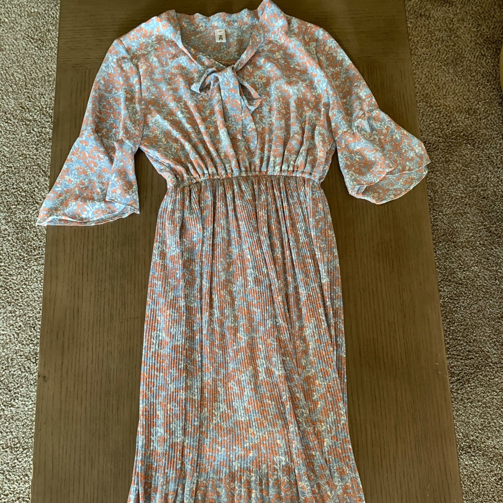 Flower Midi Korean Dress